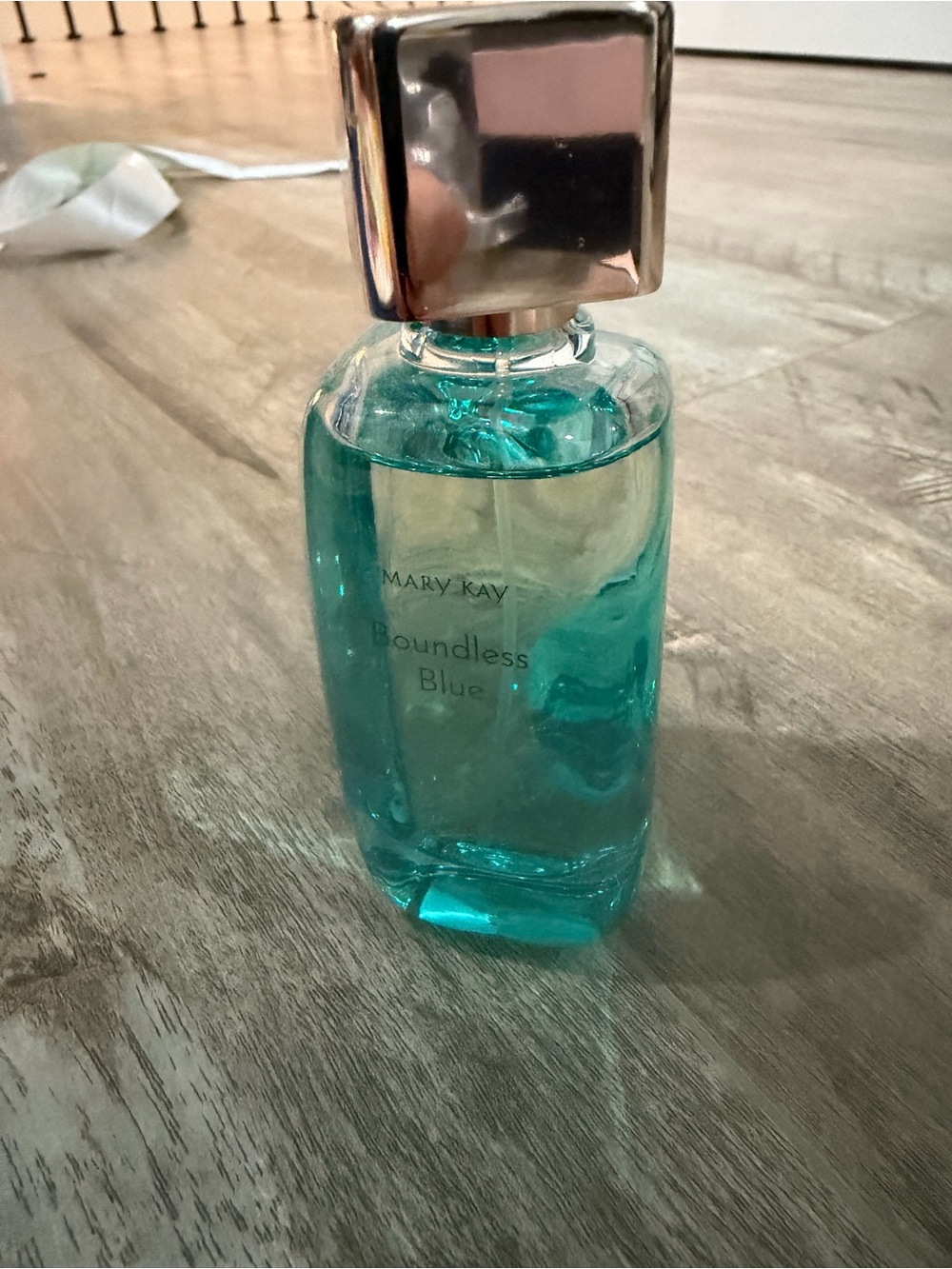 Mary Kay Boundless Blue Bottle - Teal Blue Glass with Silver Cap